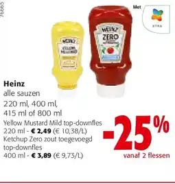 Colruyt Heinz Yellow Mustard Mild top-downfles 220 ml aanbieding