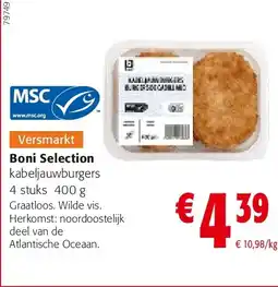 Colruyt Boni Selection kabeljauwburgers 4 stuks 400 g aanbieding