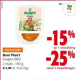 Colruyt Boni Plan’t burgers BBQ aanbieding