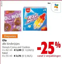 Colruyt Ola Donuts Cocoa and Cookies 4 x 62 ml aanbieding