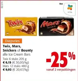 Colruyt Twix 6 stuks 205 g aanbieding