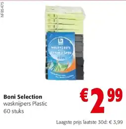 Colruyt Boni Selection wasknijpers Plastic 60 stuks aanbieding