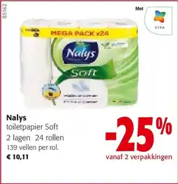 Colruyt Nalys toiletpapier Soft 2 lagen 24 rollen aanbieding