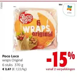 Colruyt Poco Loco wraps Original 6 stuks 370 g aanbieding