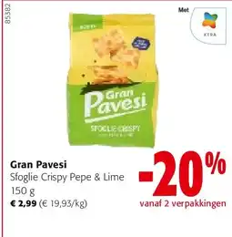 Colruyt Gran Pavesi Sfoglie Crispy Pepe & Lime 150 g aanbieding