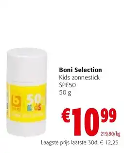 Colruyt Boni Selection Kids zonnestick SPF50 50 g aanbieding
