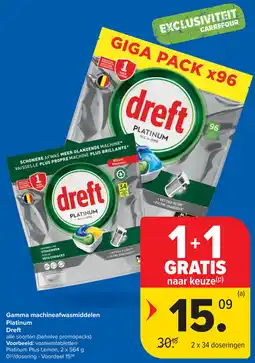 Carrefour Gamma machineafwasmiddelen Platinum Dreft aanbieding