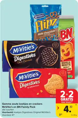Carrefour Gamma zoute koekjes en crackers McVitie's en BN Family Pack aanbieding