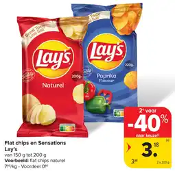 Carrefour Flat chips en Sensations Lay's aanbieding
