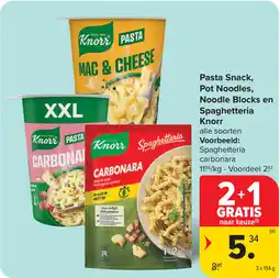 Carrefour Pasta Snack, Pot Noodles, Noodle Blocks en Spaghetteria aanbieding