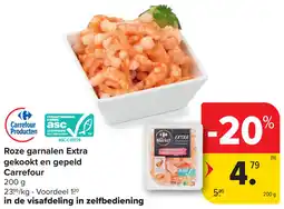 Carrefour Roze garnalen Extra gekookt en gepeld Carrefour aanbieding