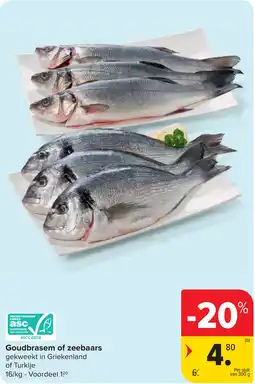 Carrefour Goudbrasem of zeebaars aanbieding