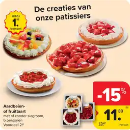 Carrefour Aardbeien of fruittaart aanbieding