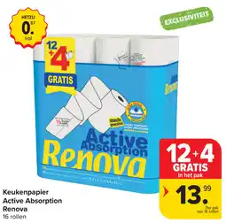 Carrefour Keukenpapier Active Absorption Renova aanbieding