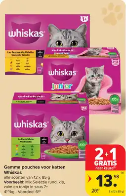 Carrefour Gamma pouches voor katten Whiskas aanbieding