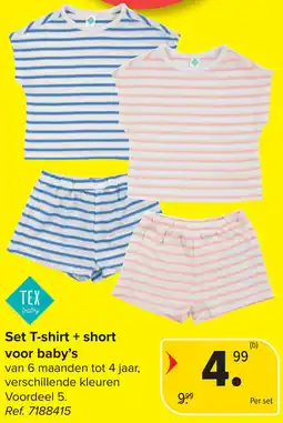 Carrefour Set T-shirt + short voor baby's aanbieding