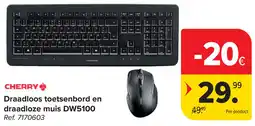Carrefour Draadloos toetsenbord en draadloze muis DW5100 aanbieding