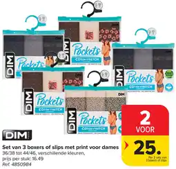 Carrefour DIM Set van 3 boxers of slips met print voor dames aanbieding