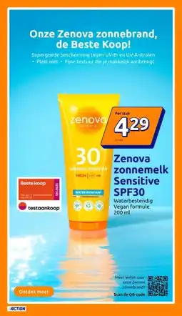 Action Zenova Zonnemelk Sensitive SPF30 aanbieding