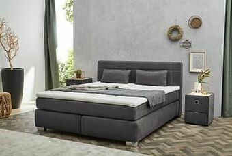 Deba Meubelen Boxspring ROMANA incl. matras en topper Grijs aanbieding