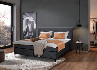 Deba Meubelen Boxspring met matras en topper PAMIR - Grijs Grijs aanbieding
