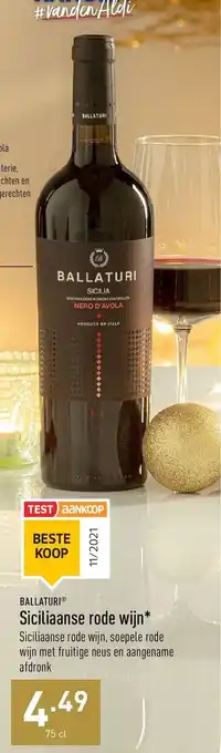 ALDI Siciliaanse rode wijn 75cl aanbieding