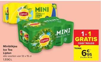 Carrefour Miniblikjes Ice Tea Lipton aanbieding