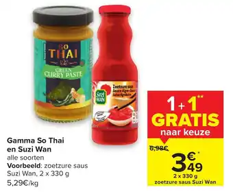 Carrefour Gamma So Thai en Suzi Wan aanbieding