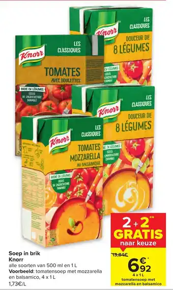Carrefour Soep in brik Knorr aanbieding