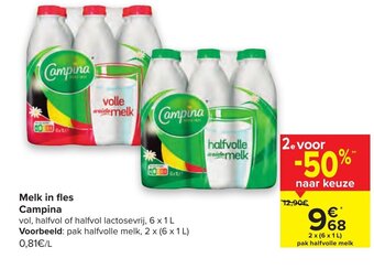 Carrefour Melk in fles Campina aanbieding