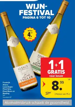 Carrefour Frankrijk Alsace Louis Engler Pinot Gris, Pinot Blanc en Riesling aanbieding