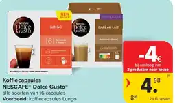 Carrefour Koffiecapsules NESCAFÉ Dolce Gusto aanbieding