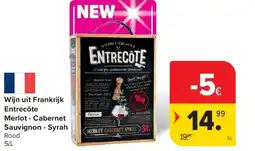 Carrefour Wijn uit Frankrijk Entrecôte Merlot - Cabernet Sauvignon - Syrah aanbieding