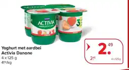 Carrefour Yoghurt met aardbei Activia Danone aanbieding