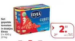 Carrefour Set gepelde tomaten in blokjes Elvea aanbieding
