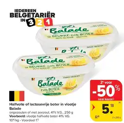 Carrefour Halfvolle of lactosevrije boter in vlootje Balade aanbieding