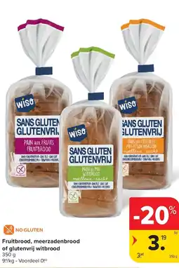 Carrefour Fruitbrood, meerzadenbrood of glutenvrij witbrood aanbieding