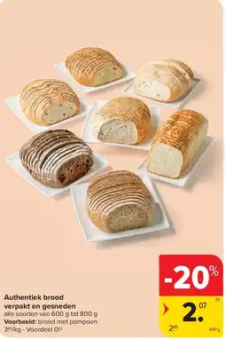 Carrefour Authentiek brood verpakt en gesneden aanbieding