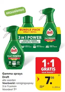 Carrefour Gamma sprays Dreft aanbieding