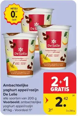 Carrefour Ambachtelijke yoghurt appel/rozijn De Lelie aanbieding