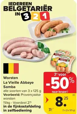 Carrefour Worsten La Vieille Abbaye Samba aanbieding