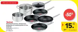 Carrefour Assortiment pannen, steelpannen, kookpotten en sauteerpannen in inox Cook Eat aanbieding