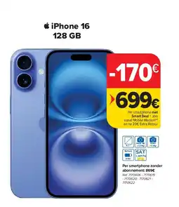 Carrefour iPhone 16 128 GB aanbieding