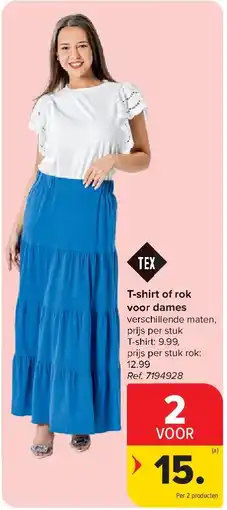 Carrefour T-shirt of rok voor dames aanbieding
