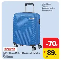 Carrefour Koffer Disney Mickey Clouds met 4 wielen aanbieding