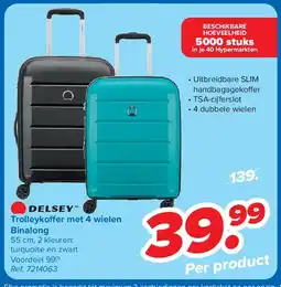 Carrefour Trolleykoffer met 4 wielen Binalong aanbieding