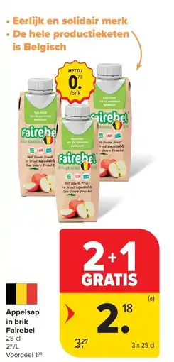 Carrefour Appelsap in brik Fairebel aanbieding