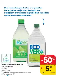 Carrefour Gamma vloeibare was- en afwasmiddelen Ecover aanbieding