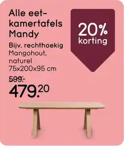 Leen Bakker Alle eetkamertafels Mandy aanbieding