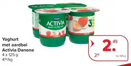 Carrefour Yoghurt met aardbei Activia Danone aanbieding